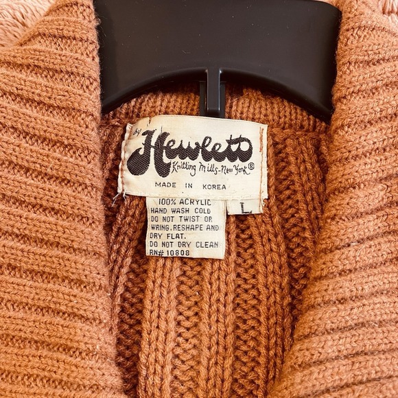 Vintage 60s Hewlett Knitting Mills Women's Sweater Jacket Brown Y2K Country-chic - Picture 2 of 6
